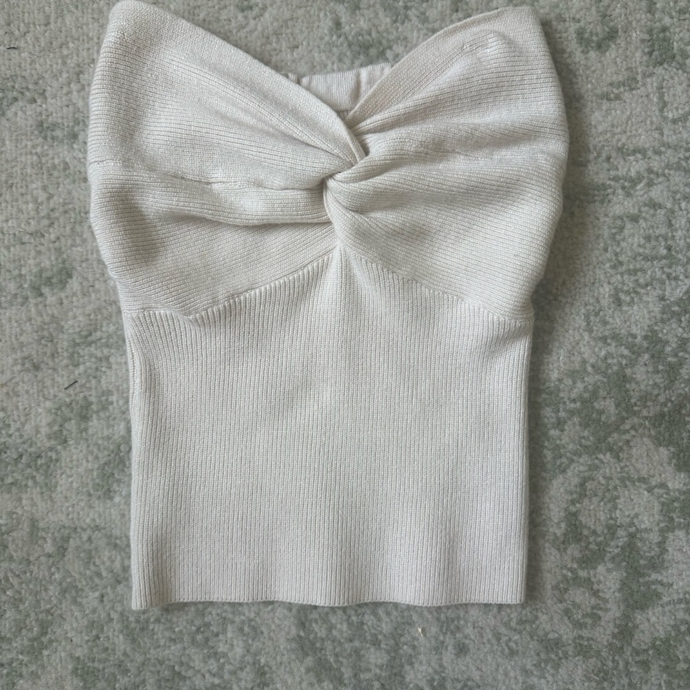 Amazon Women's Cream Knotted Top